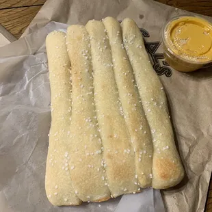 Breadsticks. Underbaked but tasted better than they look.
