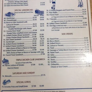 menu