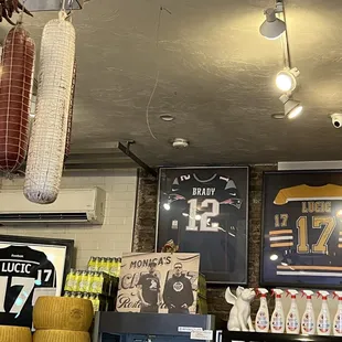 meat hanging from the ceiling