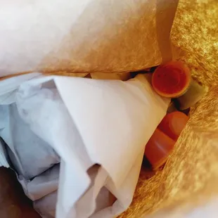 Bacon egg &amp; cheese burrito, grilled chicken burrito, and strawberry churros