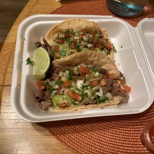 The carne asada tacos