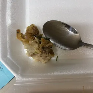 A large chunk of fat from my carnitas taco. It was sitting right on top.