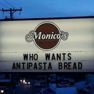 a sign for the restaurant