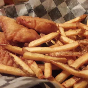 a basket of fish and chips