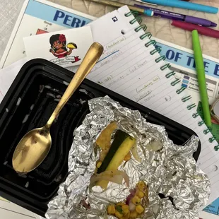 Left over veggies from my veggie taco plate.