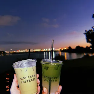 Matcha lemonade made the right way.  Hawaiian matcha on left