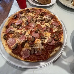 This is the meat market pizza it was great, as well as the service.