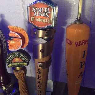 a selection of beer taps