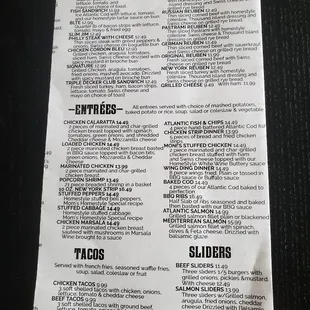 Back of Carry-Out Menu at Moni's.  11/1/2024