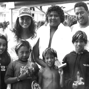 Moniz Family in the grom days for the Rell Sunn Contest.