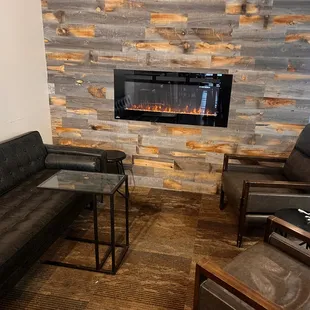 lounge area with fireplace