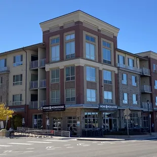 Located on the corner of a residential building.