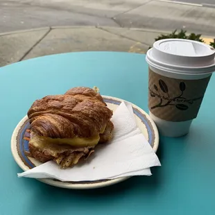 Americano and Croissant Sandwich yum