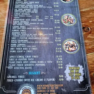 Menu back, October 2024.