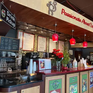 the front counter of the restaurant