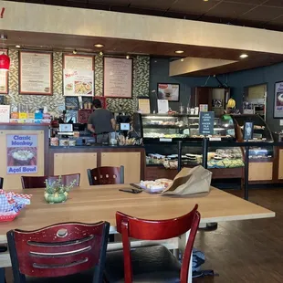 tables and chairs in a coffee shop