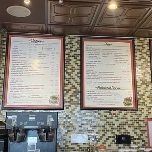 Coffee and Tea Menus