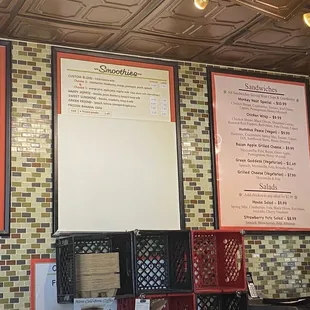 Smoothie and Sandwhich Menu