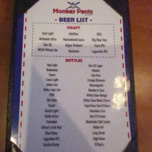 Beer list April 2024