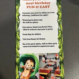 Birthday party details