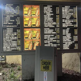 Drive thru menu