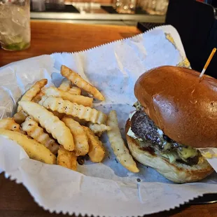 Large burger and fries