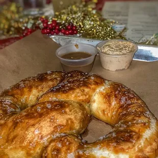 a pretzel on a table