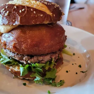 Bier Burger. Check out that beer battered onion ring!