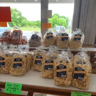 a display of various types of pasta