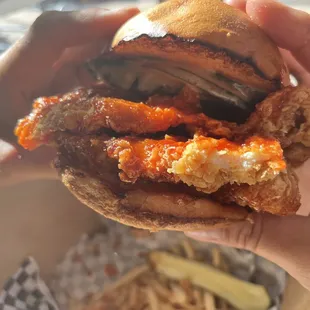 Gochujang fried chicken sandwich- it&apos;s huge!