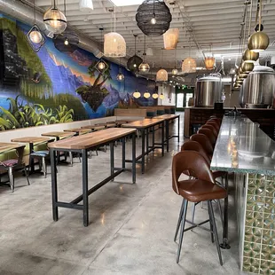 the interior of a brewery