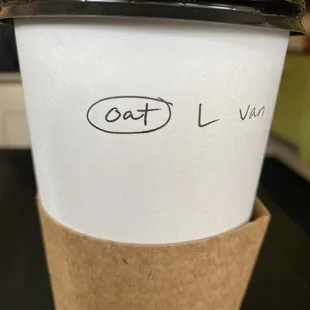 Vanilla oat milk latte