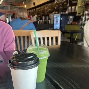 Smoothie and drip coffee