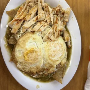 Chilaquiles with added chicken