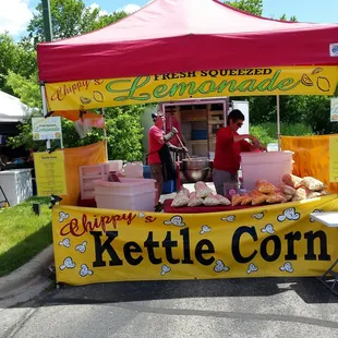 Fresh lemonade and popcorn.