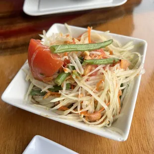 Free papaya salad with the house special was very good.