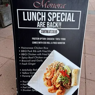 Lunch special menu