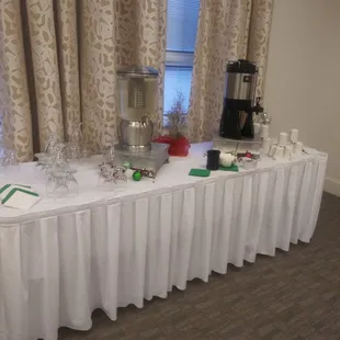 Table with snacks and drinks