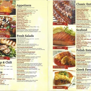 the menu of the restaurant