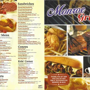 the menu of the restaurant