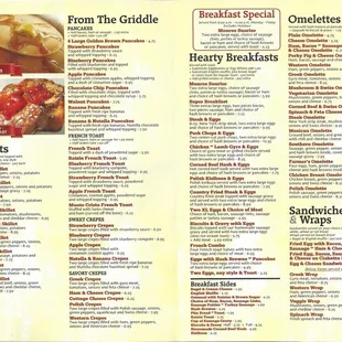 the menu of the restaurant