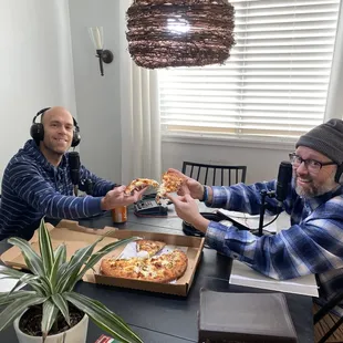 Pastors &amp; Pizza Podcast pastors about to enjoy their pizza on the podcast