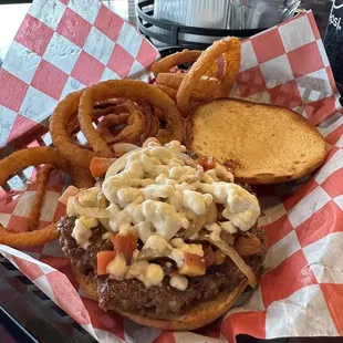 Greek burger.  Nick and Jimmy&apos;s is better, but this one is pretty good.