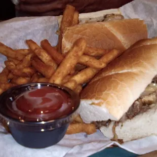 a sandwich and french fries