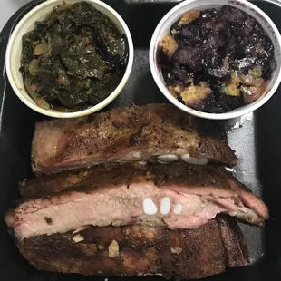 Ribs with collards and Blueberry Cobbler