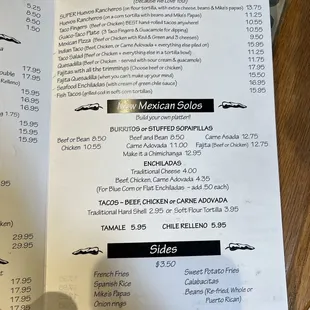 menu
