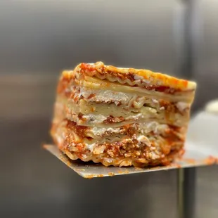 a slice of lasagna