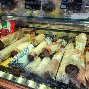 a display of various types of meat