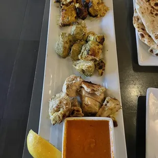 Tour of Tandoor - Chicken Tikka (top), Monsoon Tikka (middle), and Almond Tikka (bottom)