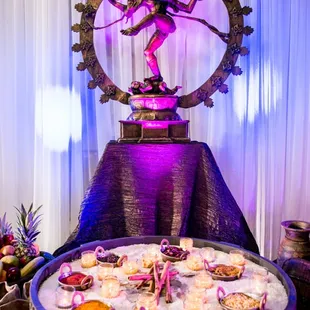 a table with food and decorations